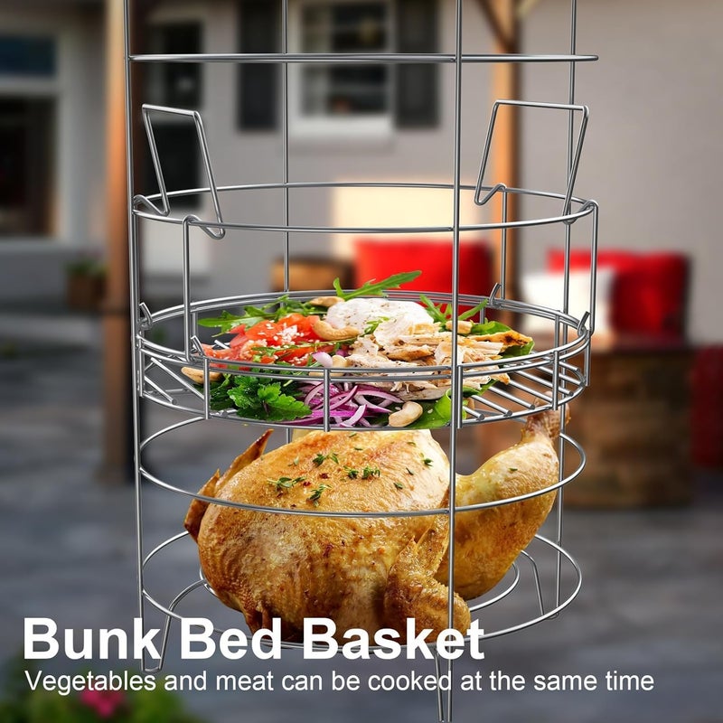 LS'BABQ Turkey Fryer Accessories Kit for The Char-Broil Big Easy Oiless Fryer, 22-Piece Turkey Fryer Kit with Chicken Leg Racks, Skewers, Rib Hooks, Meat Hooks and A Bunk Bed Basket, Stainless Steel - Image 3